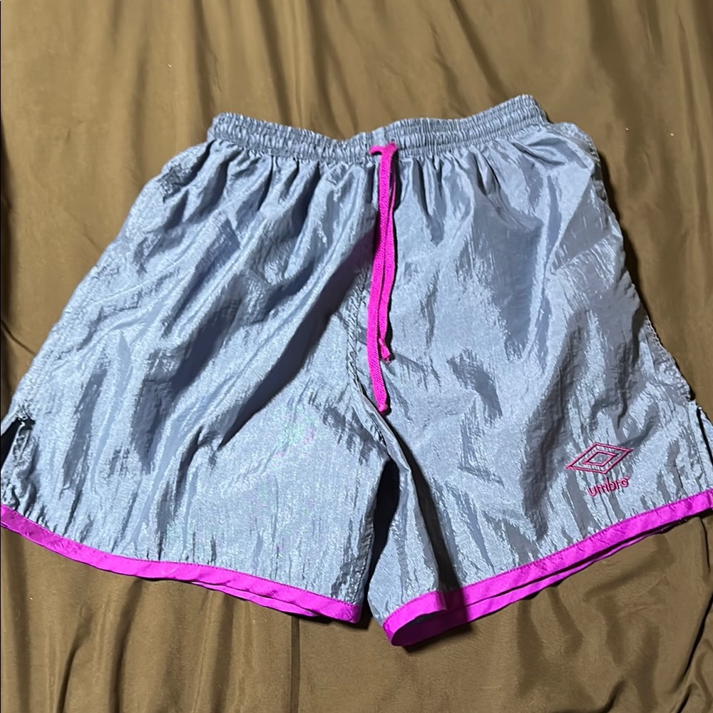 Umbro Gray and Purple/Pink Athletic Shorts Lightweight Comfort